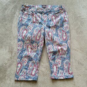 Nydj for chico's skinny Cropped Paisely floral jeans sz 10